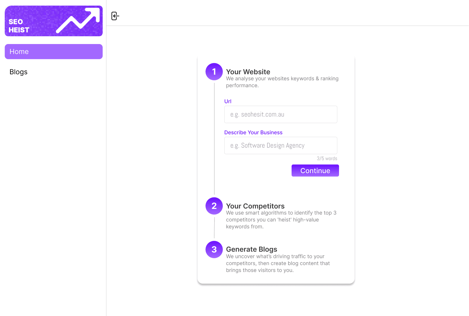 Product mockup of the onboarding start